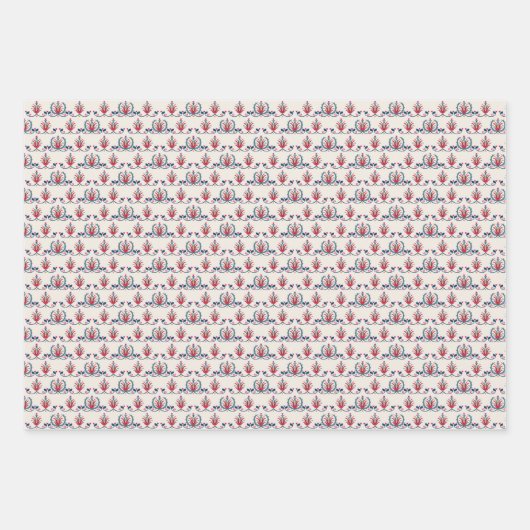 Hungarian Folk Floral Pattern ラッピングペーパーシート (正面2)