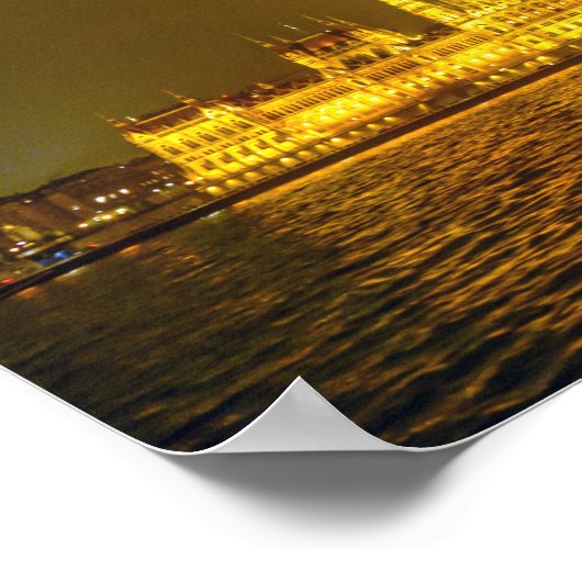 Hungarian Parliament, Budapest, Hungary at Night ポスター (角)