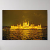 Hungarian Parliament, Budapest, Hungary at Night ポスター (正面)