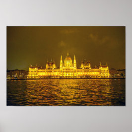 Hungarian Parliament, Budapest, Hungary at Night ポスター