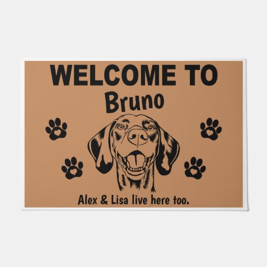 Hungarian Vizsla Personalized Door Mat Doormat  ドアマット (正面)