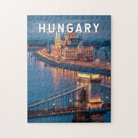 Hungary Illustration Travel Art Vintage ジグソーパズル (縦)