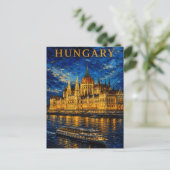 Hungary: Night Glow Budapest Art Souvenir ポストカード (スタンド正面)