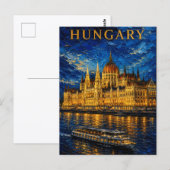 Hungary: Night Glow Budapest Art Souvenir ポストカード (正面/裏面)