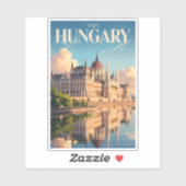 Hungary Parliament Illustration Travel Art Vintage シール (シート)