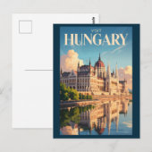 Hungary Parliament Illustration Travel Art Vintage ポストカード (正面/裏面)