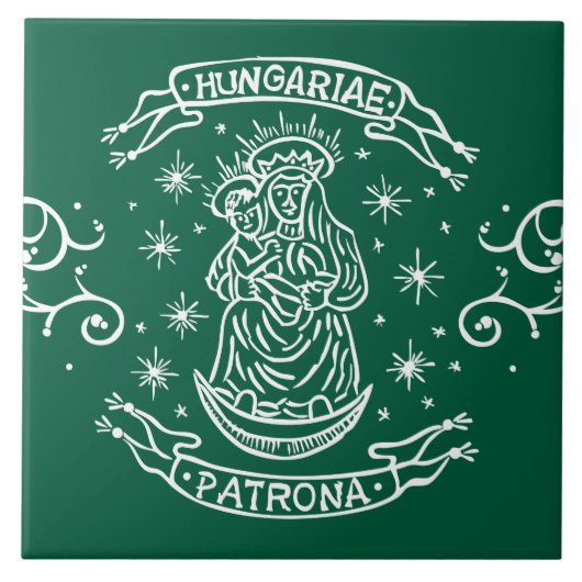 hungary religious motif medieval virgin mary jesus タイル (正面)