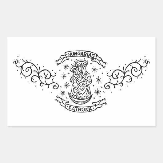 hungary religious motif medieval virgin mary jesus 長方形シール (正面)
