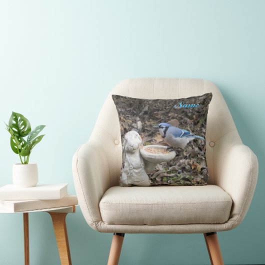 Hunged Blue Jayあなたの名前 クッション (椅子)