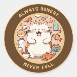 Hunged Cat Sticker -かわいいユーモアデザイン ラウンドシール