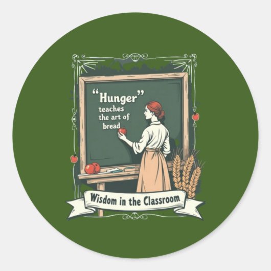 Hunger and Bread Quote Art ラウンドシール (正面)