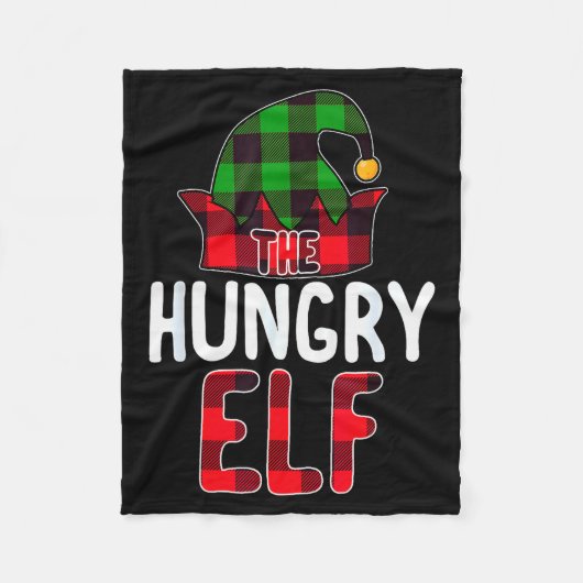 Hungry Elf Matching Family Group Christmas Party P フリースブランケット (正面)