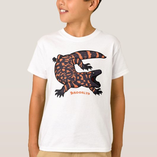 Hungry gila monster lizard cartoon illustration tシャツ (正面)