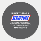 Hungry_ Grab A Scripture Bible Verse Famous Funny  ラウンドシール (正面)