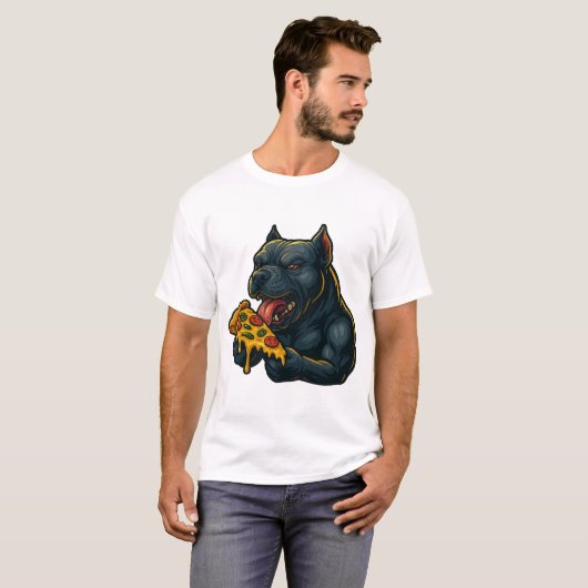 Hungry Hound Pizza – Funny Fierce Dog T-Shirt Tシャツ (正面フル)