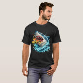 Hungry Pizza Shark Great White Shark Eating Pizza Tシャツ (正面フル)
