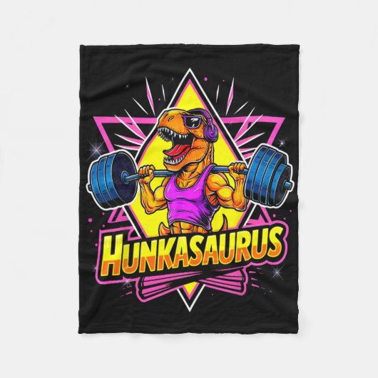 Hunkasaurus Gym Workout T-rex Powerlifting Bodybui フリースブランケット (正面)