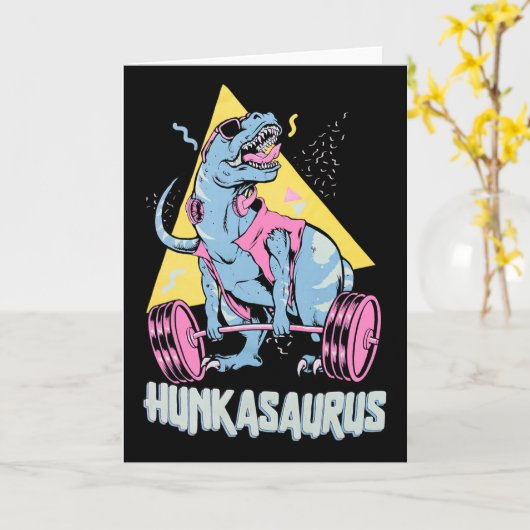 Hunkasaurus T Rex Dinosaur Funny Gym And Workout  カード (黄色い花)