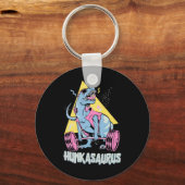 Hunkasaurus T Rex Dinosaur Funny Gym And Workout  キーホルダー (正面)