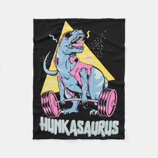 Hunkasaurus T Rex Dinosaur Funny Gym And Workout  フリースブランケット (正面)