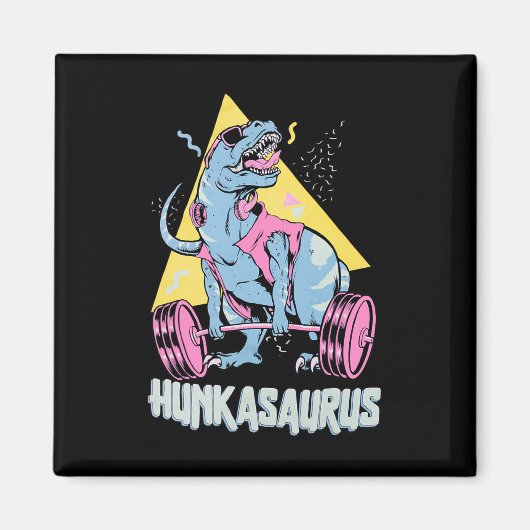 Hunkasaurus T Rex Dinosaur Funny Gym And Workout  マグネット (正面)