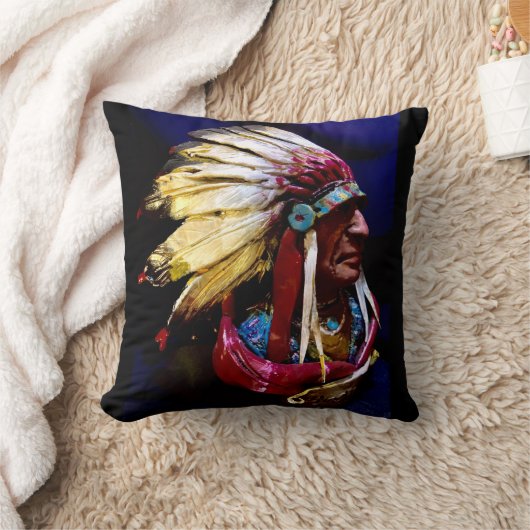 "Hunkpapa Chief" original art クッション (ブランケット)