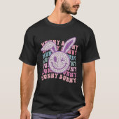 Hunny Bunny Pink Rabbit Retro Groovy Leopard Easte Tシャツ (正面)