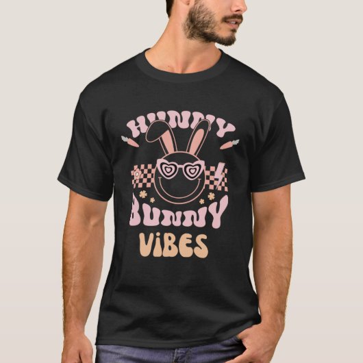 Hunny Bunny Vibes Kids Adults Retro Groovy Pastel  Tシャツ (正面)