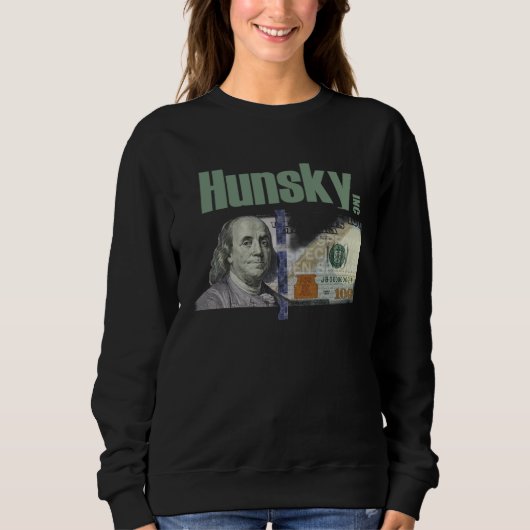 HUNSKY Money 100 Dollar Bill Graphic スウェットシャツ (正面)