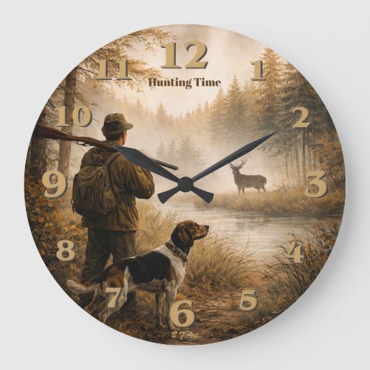 Hunt in the mist ラージ壁時計 (正面)
