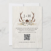 Hunt is Over Rustic Antlers QR Code Wedding  招待状 (裏面)
