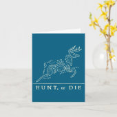 Hunt Or Die Funny Hunting Quote Deer Butcher Chart カード (黄色い花)