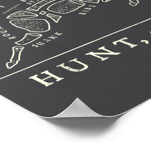 Hunt Or Die Funny Hunting Quote Deer Butcher Chart ポスター (角)