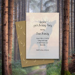 Hunter Antlers Deer Birthday Party Invitation 招待状<br><div class="desc">Guys birthday party invitation with a hunting theme.   Sample wording is for a surprise 50th birthday,  but can be changed for any occasion.  A deer or moose with antlers is the background image for custom text.  Reverse has antlers pattern on brown.</div>