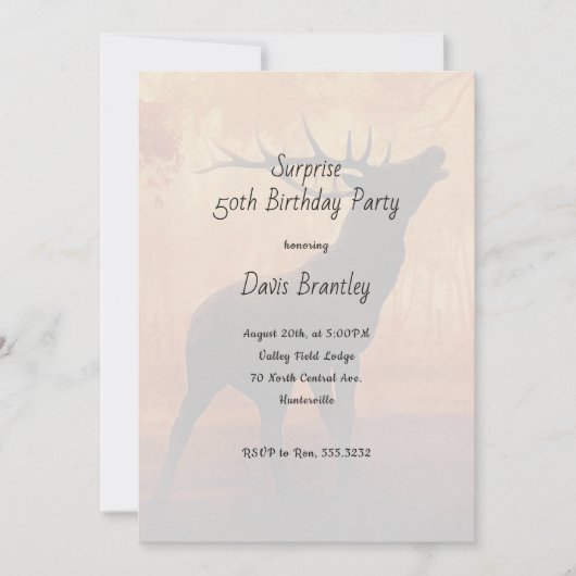 Hunter Antlers Deer Birthday Party Invitation 招待状 (正面)