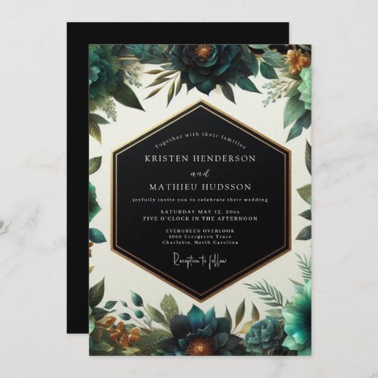 Hunter Auburn Gloaming Wedding 招待状 (正面/裏面)