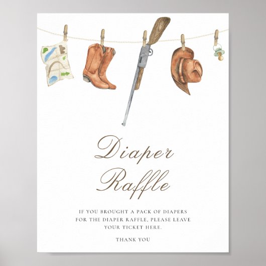 Hunter baby shower - diaper raffle poster ポスター (正面)