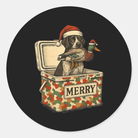 Hunter Dad Christmas Mallard Xmas Duck Lover Women ラウンドシール (正面)