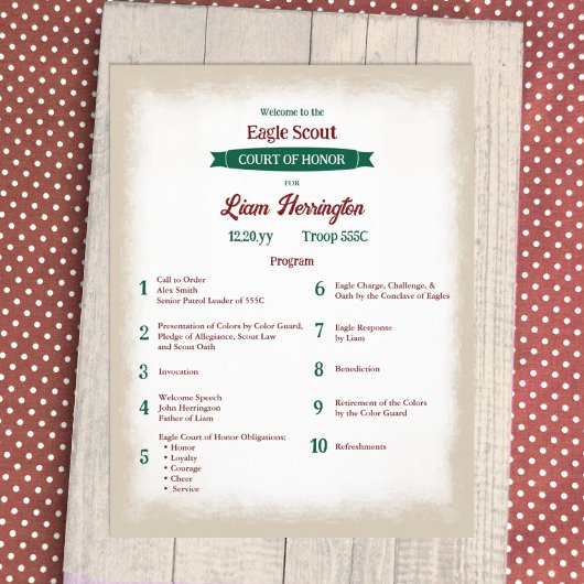 Hunter Green and Burgundy Scout Program チラシ