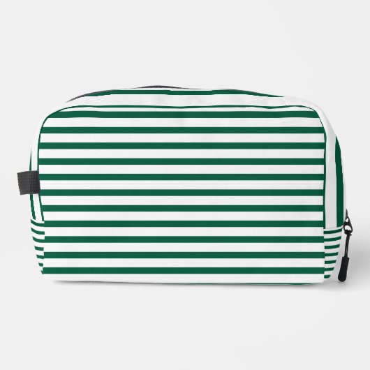 Hunter Green and White Striped Toiletry Bag  ドップキット (正面)