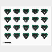 Hunter Green Black Hearts Wavy Silver Thank You ハートシール (シート)