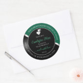 Hunter Green Black Wavy Silver Heart Product Label ラウンドシール (封筒)
