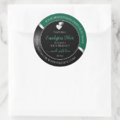 Hunter Green Black Wavy Silver Heart Product Label ラウンドシール (バッグ)