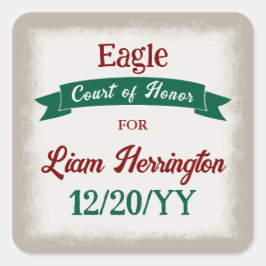 Hunter Green, Burgundy Red Party Favor Sticker スクエアシール