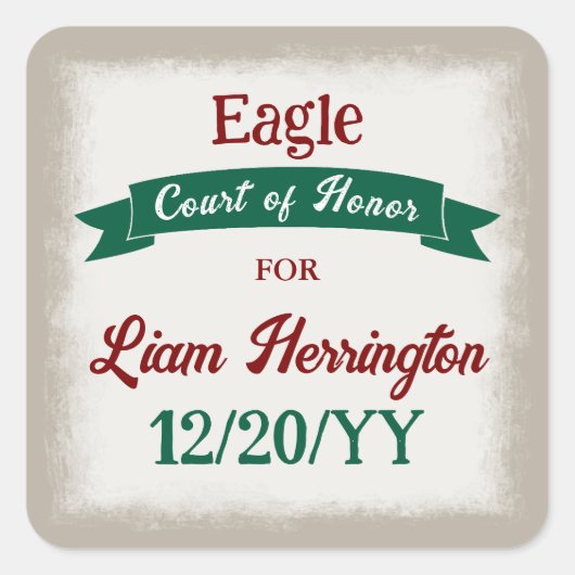 Hunter Green, Burgundy Red Party Favor Sticker スクエアシール (正面)