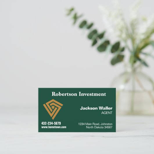 Hunter Green Calling Card for Any Business 名刺 (スタンド正面)