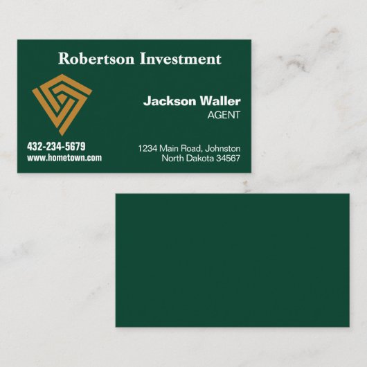 Hunter Green Calling Card for Any Business 名刺 (正面/裏面)