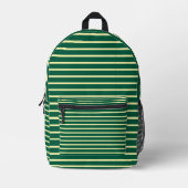 Hunter Green & Cream Striped Backpack  プリントバックパック (正面)