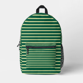 Hunter Green & Cream Striped Backpack  プリントバックパック