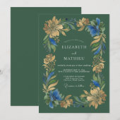 Hunter Green Noble Autumnal Wedding 招待状 (正面/裏面)